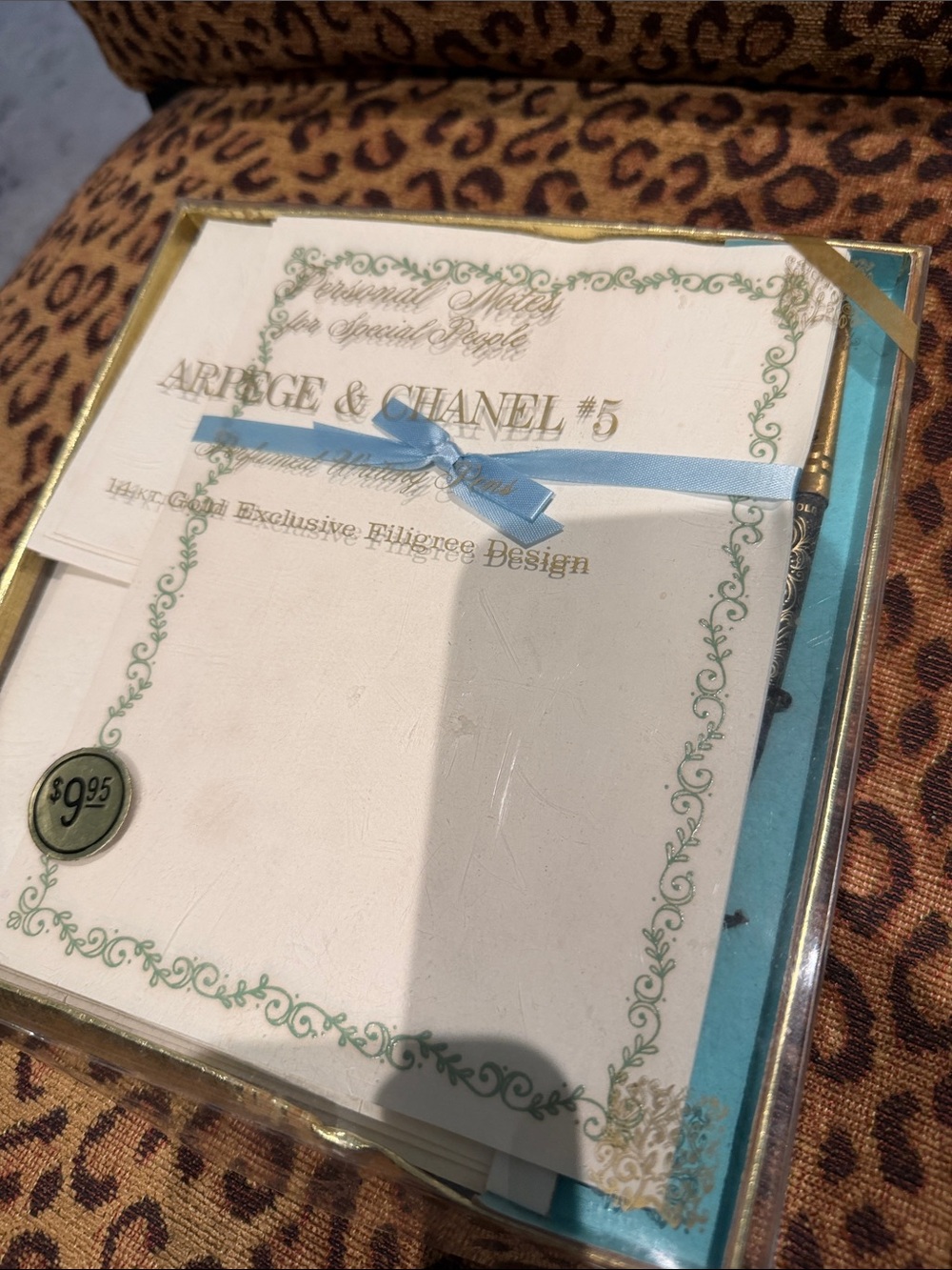 Vtg Arepege & Chanel #5 Gold Trimmed Stationary